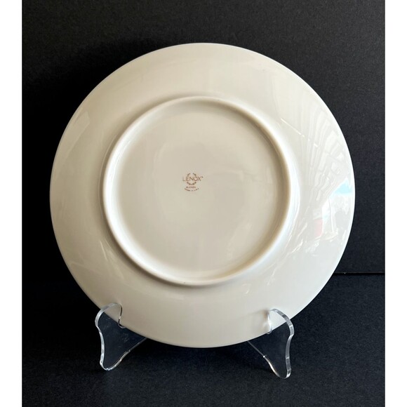 25th Anniversary Luncheon Size Lenox Plate Silver Rim Pink/Blue/White Flowers - Picture 3 of 5